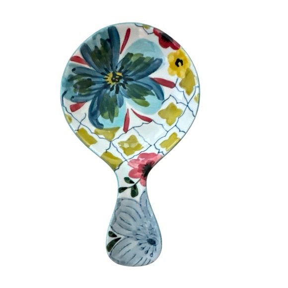 Anthropologie Sissinghurst Castle Spoon Rest Multi Color Floral Stoneware - Picture 3 of 6